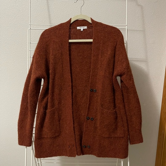 Madewell Allston Double-Button Cardigan Sweater - XS - Heather Cranberry - Picture 4 of 8